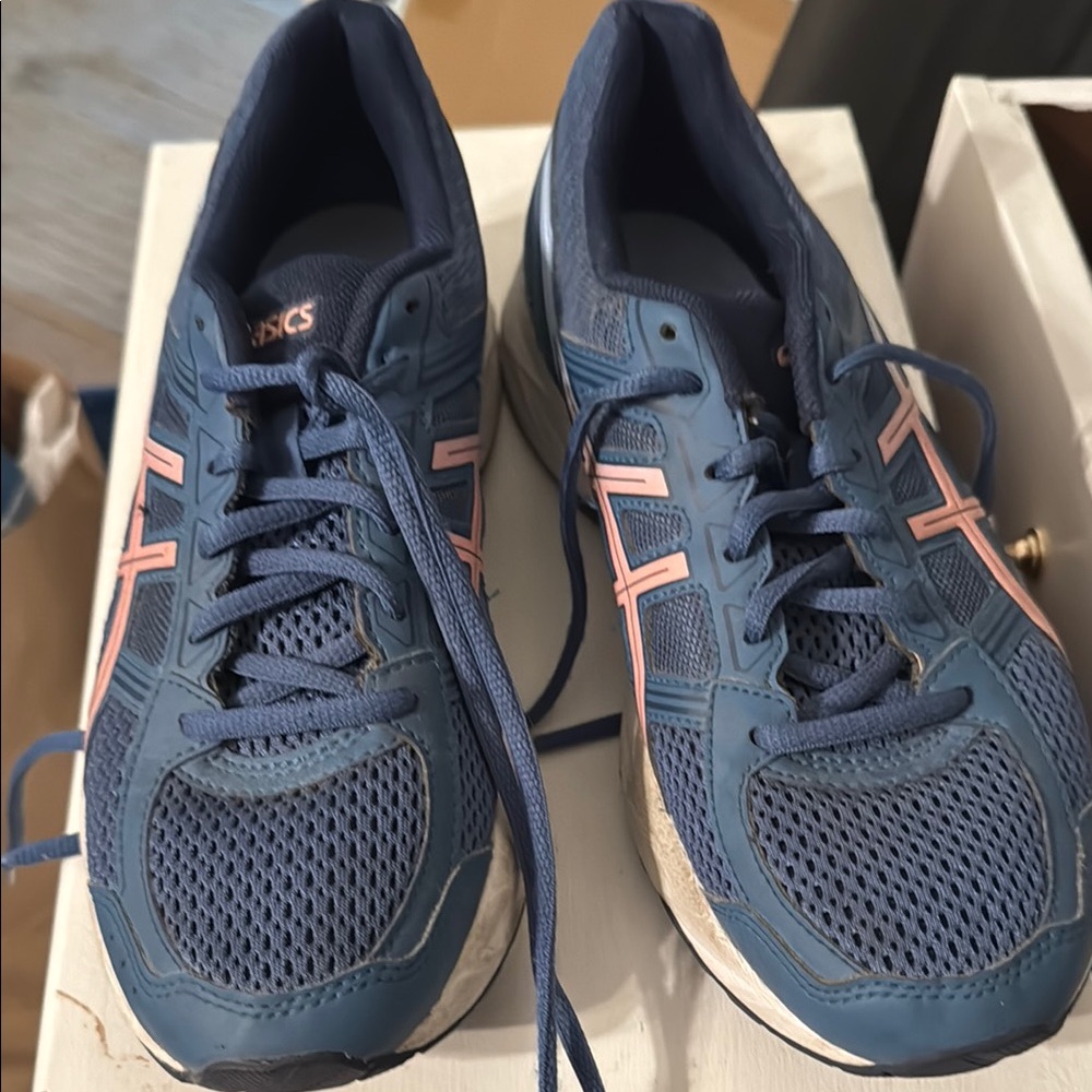 ASICS Blue and Pink Running Shoes